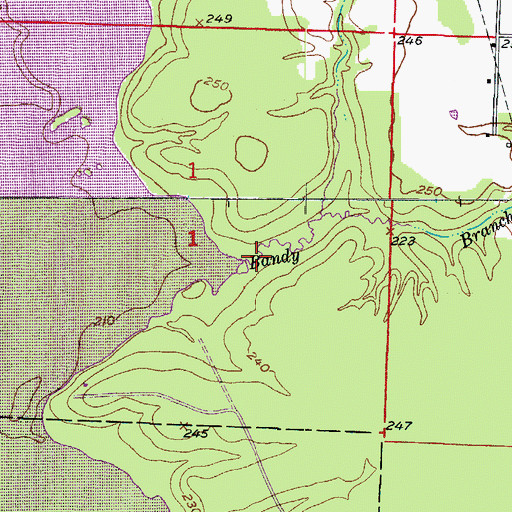 Topographic Map of Bandy Branch, AR