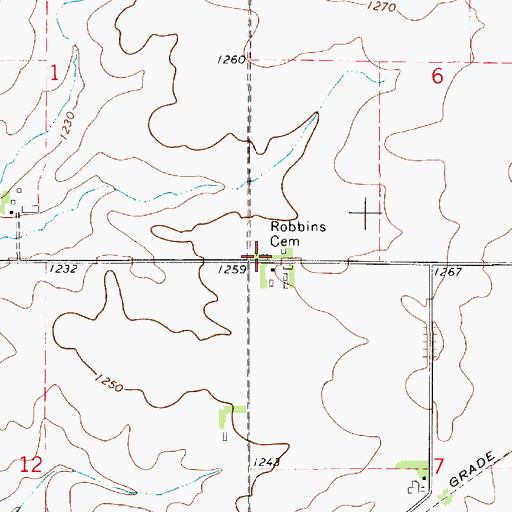Topographic Map of Robbins Cemetery, IA