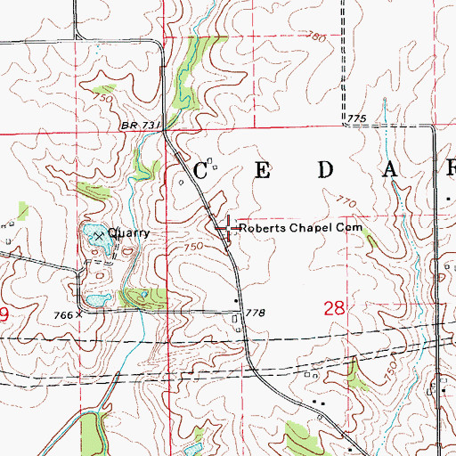 Topographic Map of Roberts Chapel Cemetery, IA