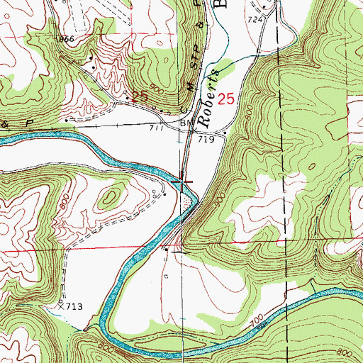 Topographic Map of Roberts Creek, IA