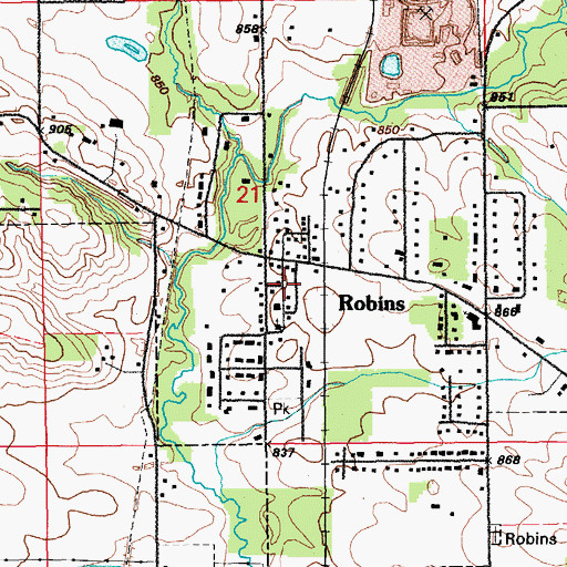 Topographic Map of Robins, IA