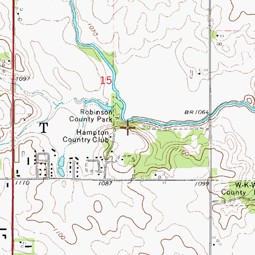 Topographic Map of Robinson County Park, IA