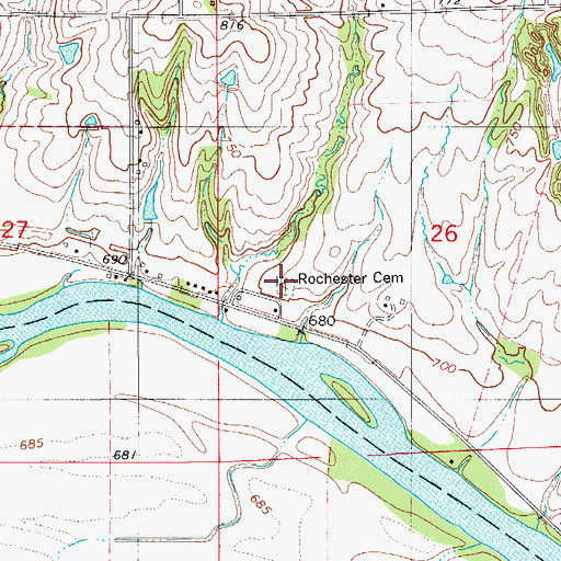 Topographic Map of Rochester Cemetery, IA