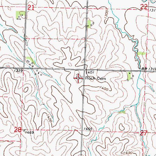 Topographic Map of Rock Cemetery, IA