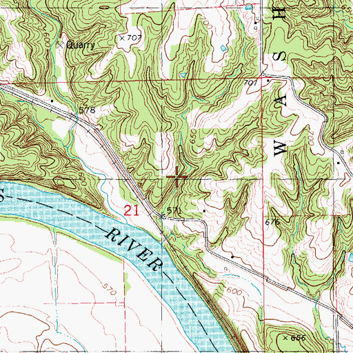 Topographic Map of Rock Creek, IA