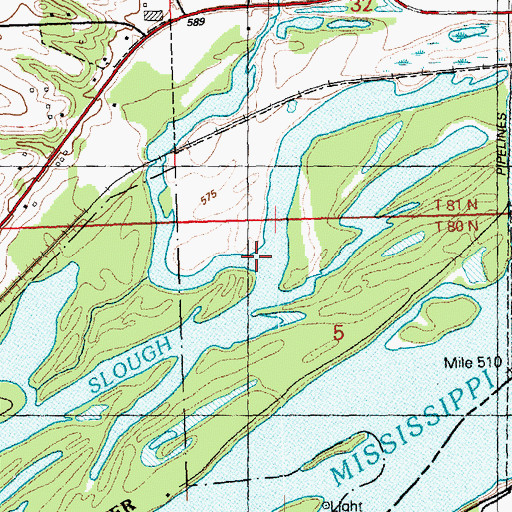 Topographic Map of Rock Creek, IA