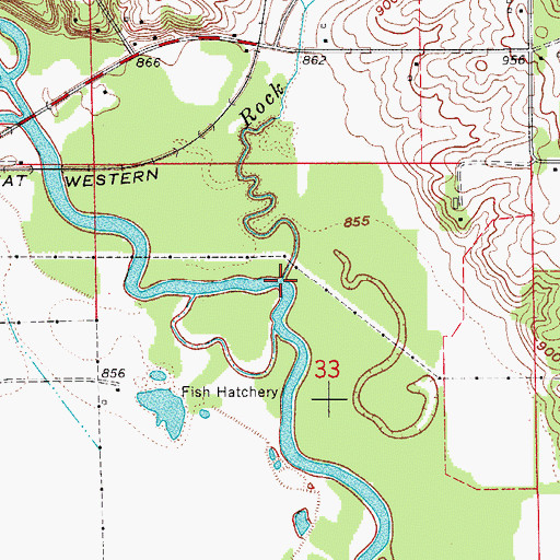 Topographic Map of Rock Creek, IA