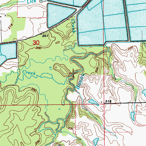 Topographic Map of Bane Creek, AR