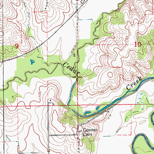 Topographic Map of Rock Creek, IA