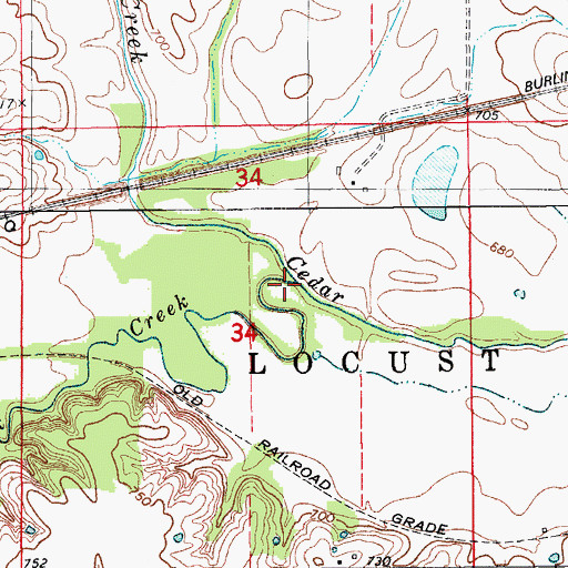 Topographic Map of Rock Creek, IA