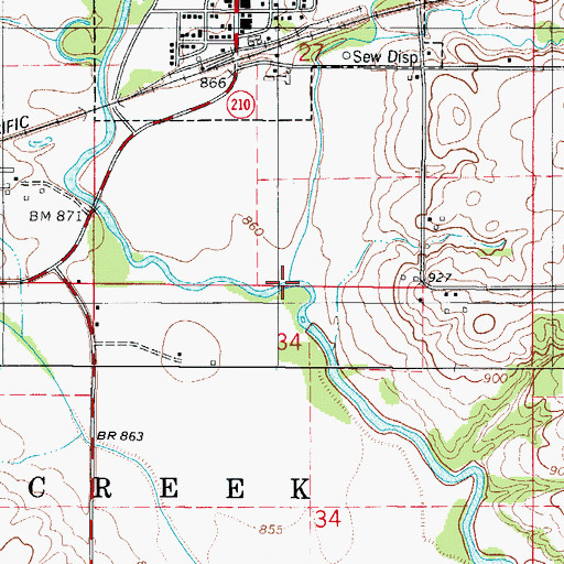 Topographic Map of Rock Creek, IA