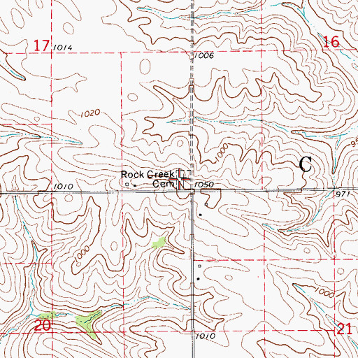 Topographic Map of Rock Creek Cemetery, IA
