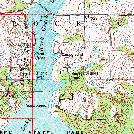 Topographic Map of Rock Creek State Park, IA