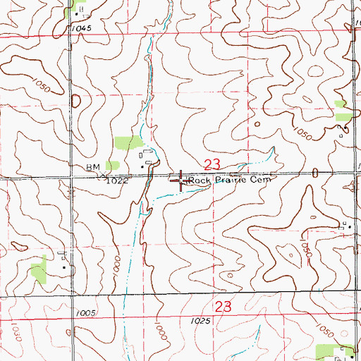 Topographic Map of Rock Prairie Cemetery, IA