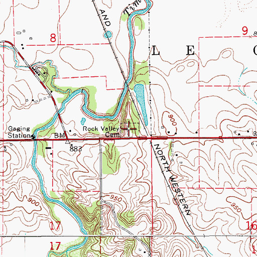 Topographic Map of Rock Valley Cemetery, IA