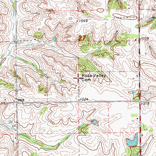 Topographic Map of Rock Valley Cemetery, IA