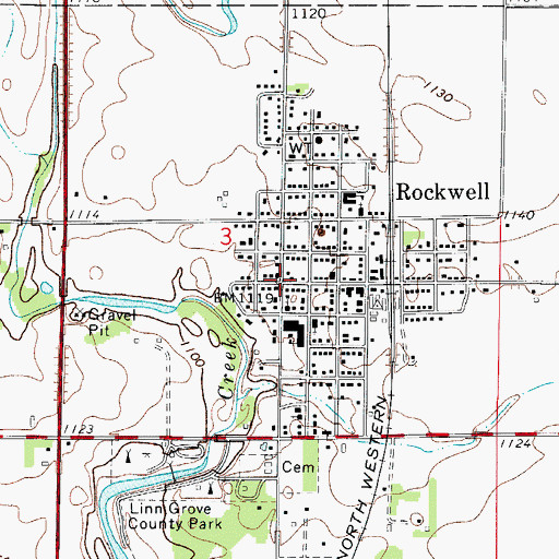 Topographic Map of Rockwell, IA