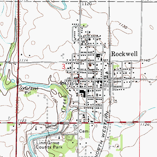 Topographic Map of Rockwell, IA