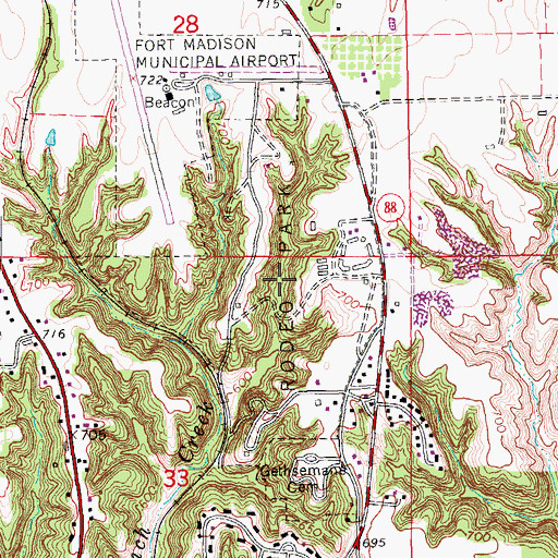 Topographic Map of Rodeo Park, IA