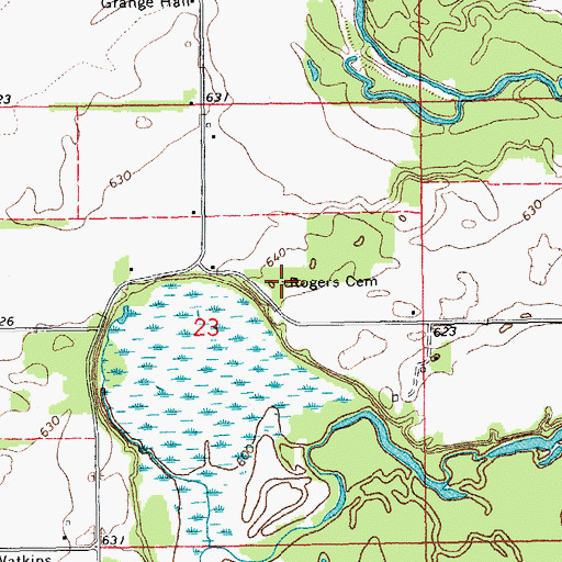 Topographic Map of Rogers Cemetery, IA