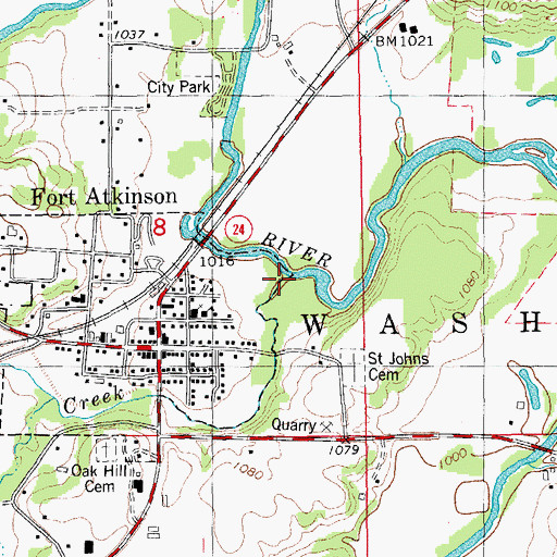 Topographic Map of Rogers Creek, IA