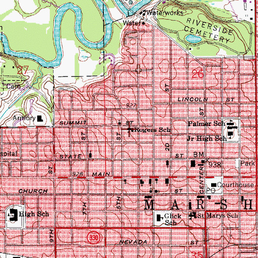 Topographic Map of Rogers Elementary School, IA