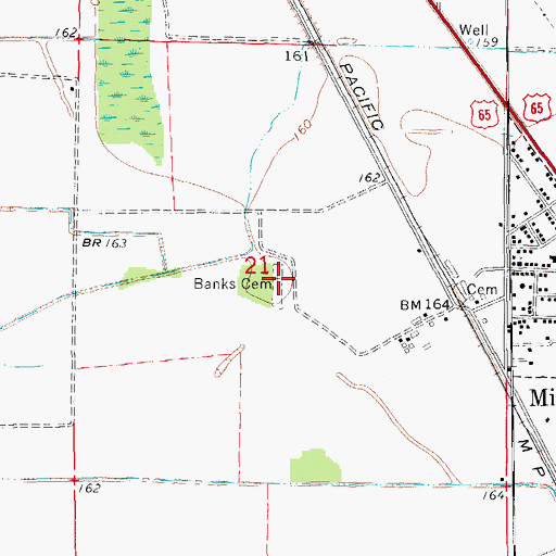 Topographic Map of Banks Cemetery, AR