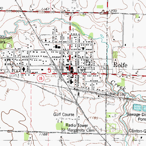 Topographic Map of Rolfe, IA