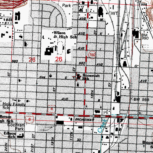 Topographic Map of Roosevelt Elementary School, IA