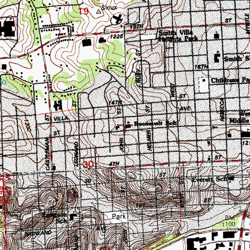 Topographic Map of Roosevelt Elementary School, IA