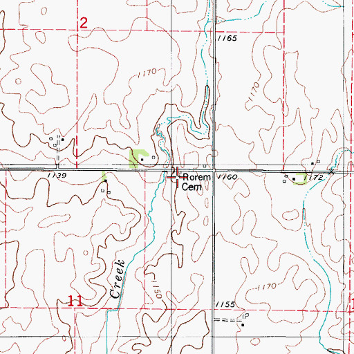 Topographic Map of Rorem Cemetery, IA