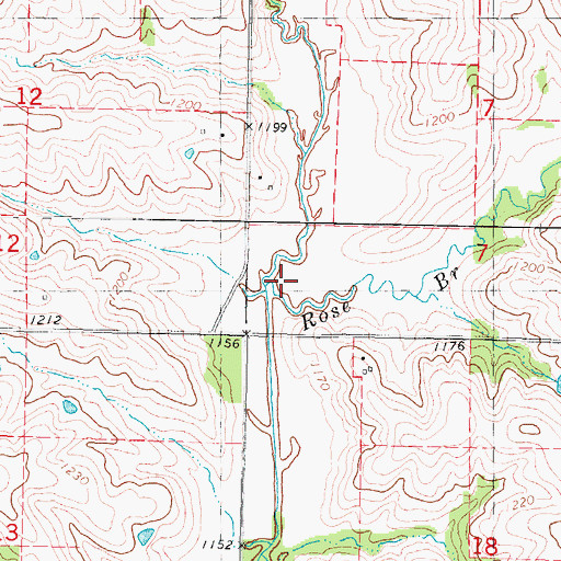 Topographic Map of Rose Branch, IA