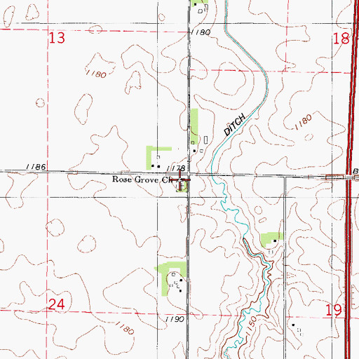 Topographic Map of Rose Grove Church, IA