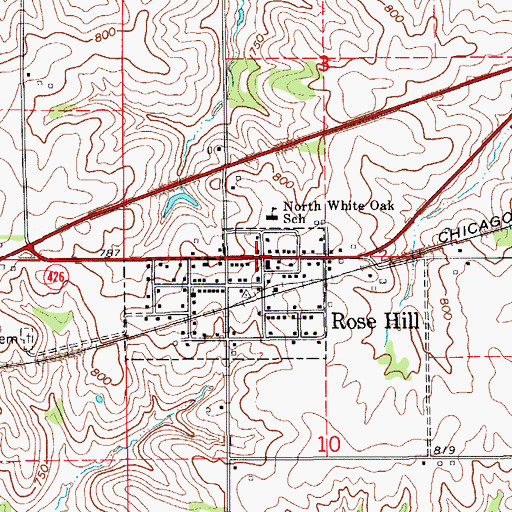 Topographic Map of Rose Hill, IA