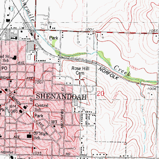 Topographic Map of Rose Hill Cemetery, IA
