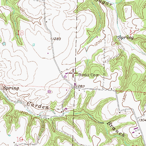Topographic Map of Banks Cemetery, AR