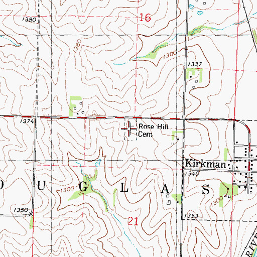Topographic Map of Rose Hill Cemetery, IA