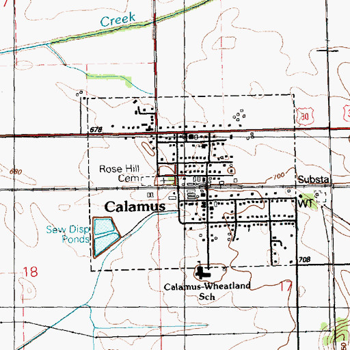 Topographic Map of Rose Hill Cemetery, IA