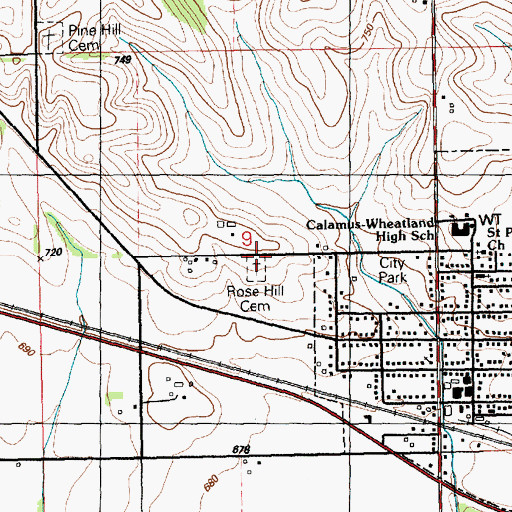 Topographic Map of Rose Hill Cemetery, IA