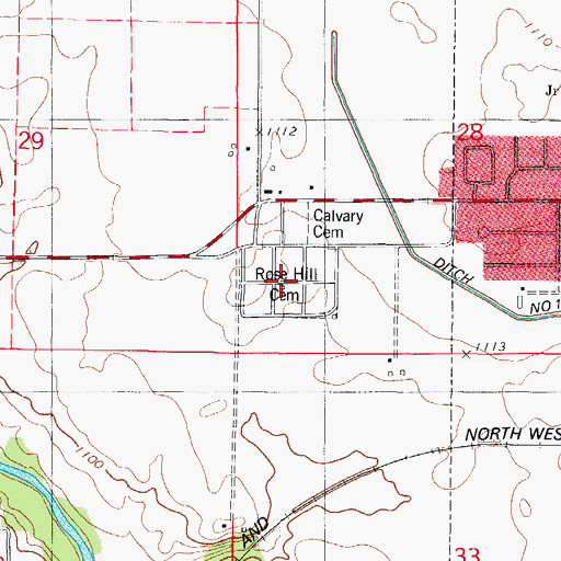 Topographic Map of Rose Hill Cemetery, IA