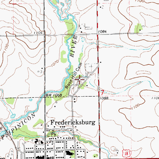 Topographic Map of Rose Hill Cemetery, IA