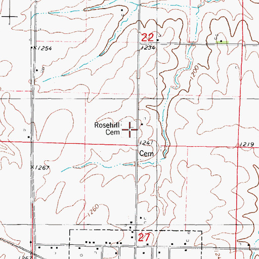Topographic Map of Rosehill Cemetery, IA