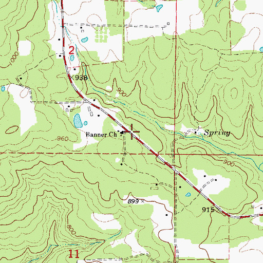 Topographic Map of Banner Church, AR