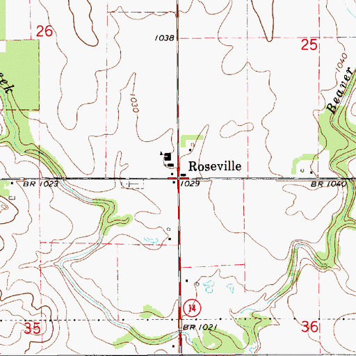 Topographic Map of Roseville, IA