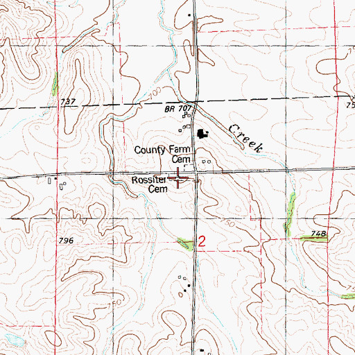 Topographic Map of Rossiter Cemetery, IA