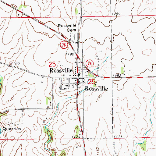 Topographic Map of Rossville, IA