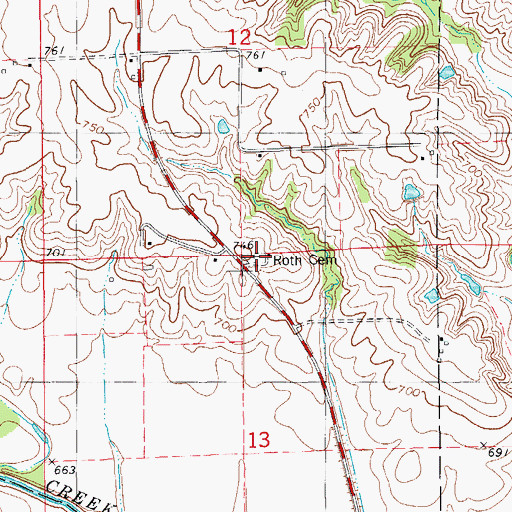 Topographic Map of Roth Cemetery, IA