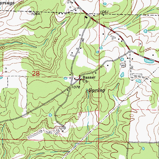 Topographic Map of Banner Church, AR