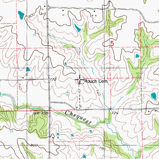 Topographic Map of Rouch Cemetery, IA