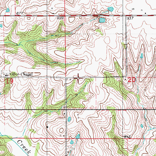 Topographic Map of Round Grove School, IA
